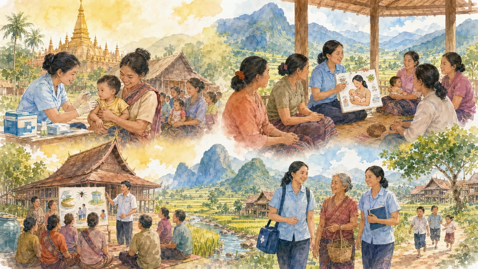 Health worker consulting with a patient at a border area health center in Lao PDR
